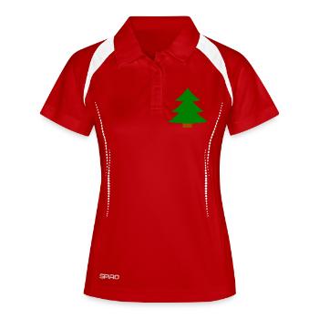 Weihnachtsbaum Silhouette - Frauen Polo atmungsaktiv - Weiß/Navy - Vorne