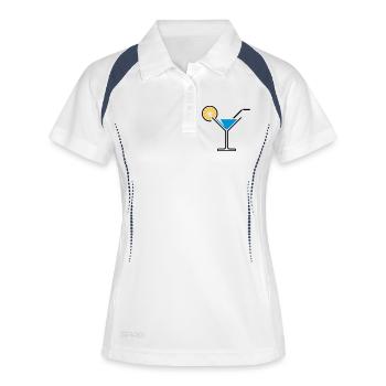 Cocktail / Cocktailglas / Martini + (Hellblau) - Frauen Polo atmungsaktiv - Weiß/Navy - Vorne