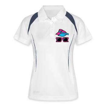Ensemble de lunettes pare-soleil des années 80 - Polo respirant Femme - blanc/marine - Devant