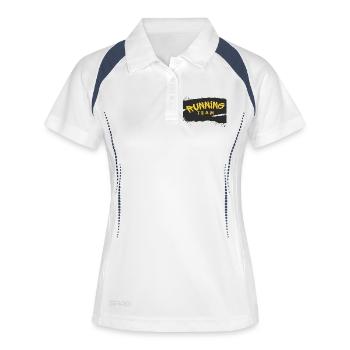 Running Team - Frauen Polo atmungsaktiv - Weiß/Navy - Vorne