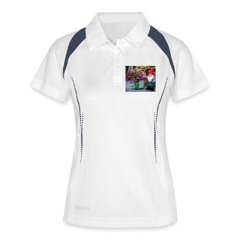 Garden Gnome and Frog Motif - Women's Polo breathable - white/navy - Front