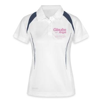 Glaube statt Angst  - Frauen Polo atmungsaktiv - Weiß/Navy - Vorne