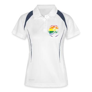 Rainbow Wave Surfer Circle - Frauen Polo atmungsaktiv - Weiß/Navy - Vorne