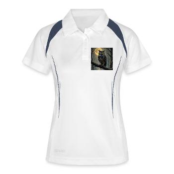 Chouette grand-duc nocturne dans la forêt lunaire - Polo respirant Femme - blanc/marine - Devant