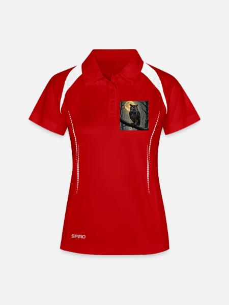 Nocturnal Eagle Owl in the Moon Forest - Women's Polo breathable - white/navy