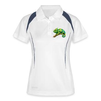 Branche géométrique du caméléon - Polo respirant Femme - blanc/marine - Devant