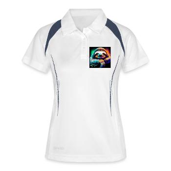 Faultier - Frauen Polo atmungsaktiv - Weiß/Navy - Vorne