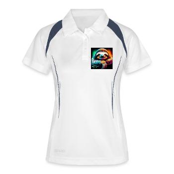Faultier - Frauen Polo atmungsaktiv - Weiß/Navy - Vorne