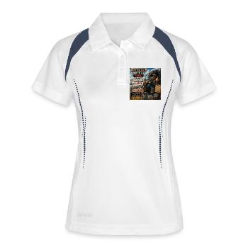Trucker Lebensmodus: Kaffee und Freiheit - Frauen Polo atmungsaktiv - Weiß/Navy - Vorne