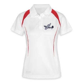 C-130 Silhouette grise - Polo respirant Femme - blanc/marine - Devant