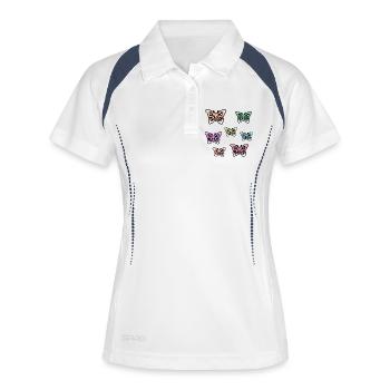 Papillons - Polo respirant Femme - blanc/marine - Devant