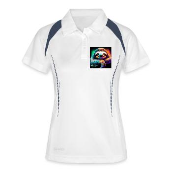 Faultier - Frauen Polo atmungsaktiv - Weiß/Navy - Vorne