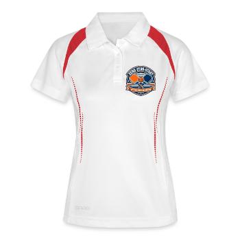 Badge de boisson Zéro-Zéro Départ - Polo respirant Femme - blanc/marine - Devant