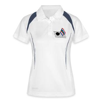 Schier Music Flag – Insel-Vibes - Frauen Polo atmungsaktiv - Weiß/Navy - Vorne