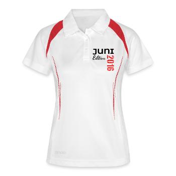 Juni 2016 Geburtstag - Frauen Polo atmungsaktiv - Weiß/Navy - Vorne