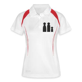 Paar mit Hund – Liebevolles Familien Design - Frauen Polo atmungsaktiv - Weiß/Navy - Vorne