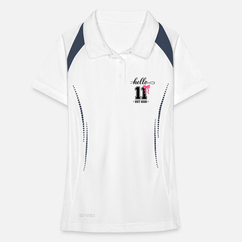 Hello 11 Est 2015 Coquette Schleife Mädchen Geburt Frauen Polo atmungsaktiv
