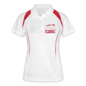 J'ai trop la flemme - Typo retro rouge - Polo respirant Femme - blanc/marine - Devant