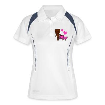 Herzfreunde Roboter Hund - Frauen Polo atmungsaktiv - Weiß/Navy - Vorne