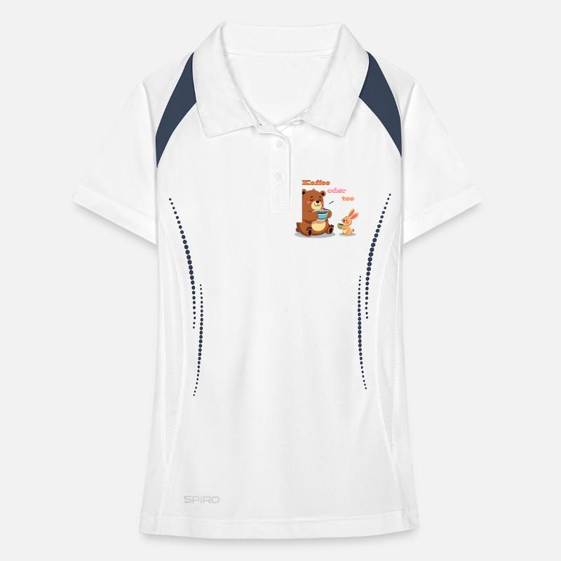 Kaffee oder Tee? Müder Bär und Hase Morgenmuffel Frauen Polo atmungsaktiv