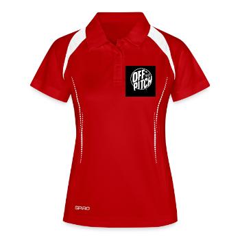 Off the Pitch Circle Logo - Frauen Polo atmungsaktiv - Weiß/Navy - Vorne