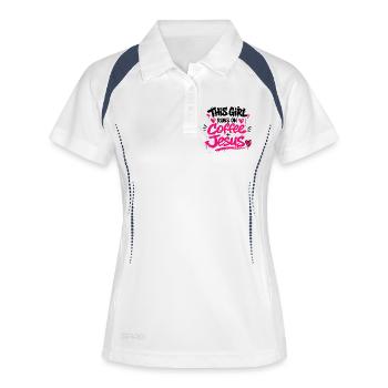 Kaffee Jesus Graffiti - Frauen Polo atmungsaktiv - Weiß/Navy - Vorne