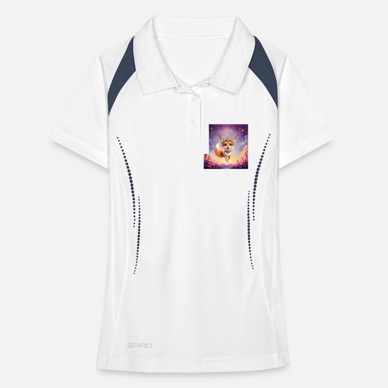 Fox with crown in stellar sunset Women's Polo breathable