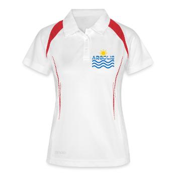 Argolis, Sonne und Wellen - Frauen Polo atmungsaktiv - Weiß/Navy - Vorne