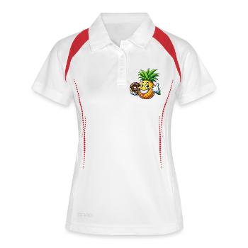 Süßer Ananas Donut Frucht Cartoon Fruchtig Design - Frauen Polo atmungsaktiv - Weiß/Navy - Vorne