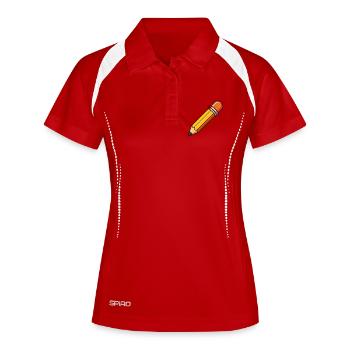 Clipart de dessin animé au crayon - Polo respirant Femme - blanc/marine - Devant