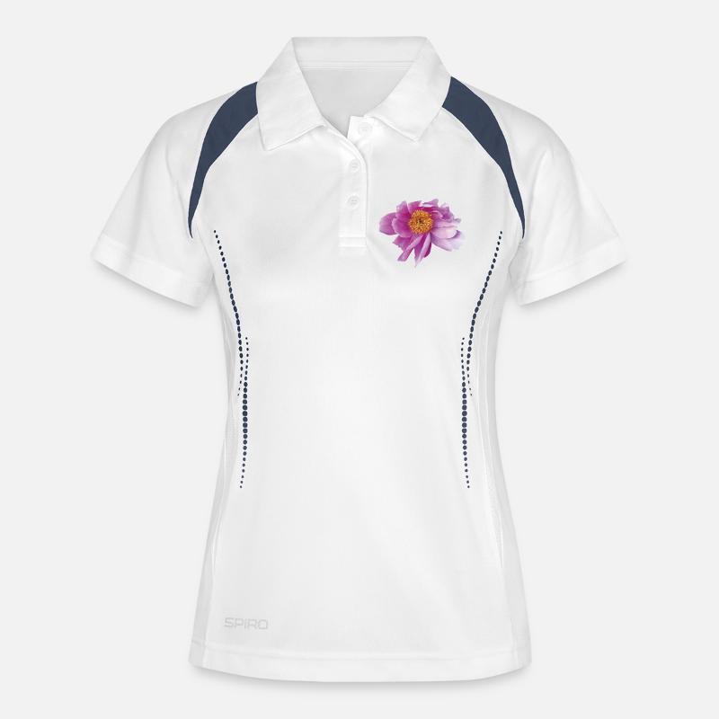 Peony_Dancing_in_Wind - Women's Polo breathable - white/navy