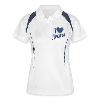 I love jeans vintage fashion design with heart - Women's Polo breathable - white/navy - Front