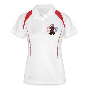 Brown Labrador Patriot Dog Independence Day USA - Women's Polo breathable - white/navy - Front