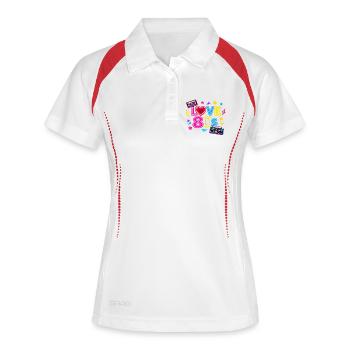 Love80s Neon Herz - Frauen Polo atmungsaktiv - Weiß/Navy - Vorne