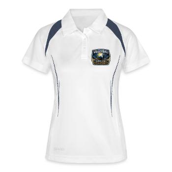 Volleyball – Erfolg im Herzen - Frauen Polo atmungsaktiv - Weiß/Navy - Vorne