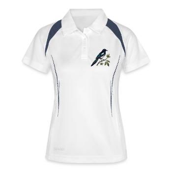 Magpie "Pica pica" — ornithological engraving - Women's Polo breathable - white/navy - Front