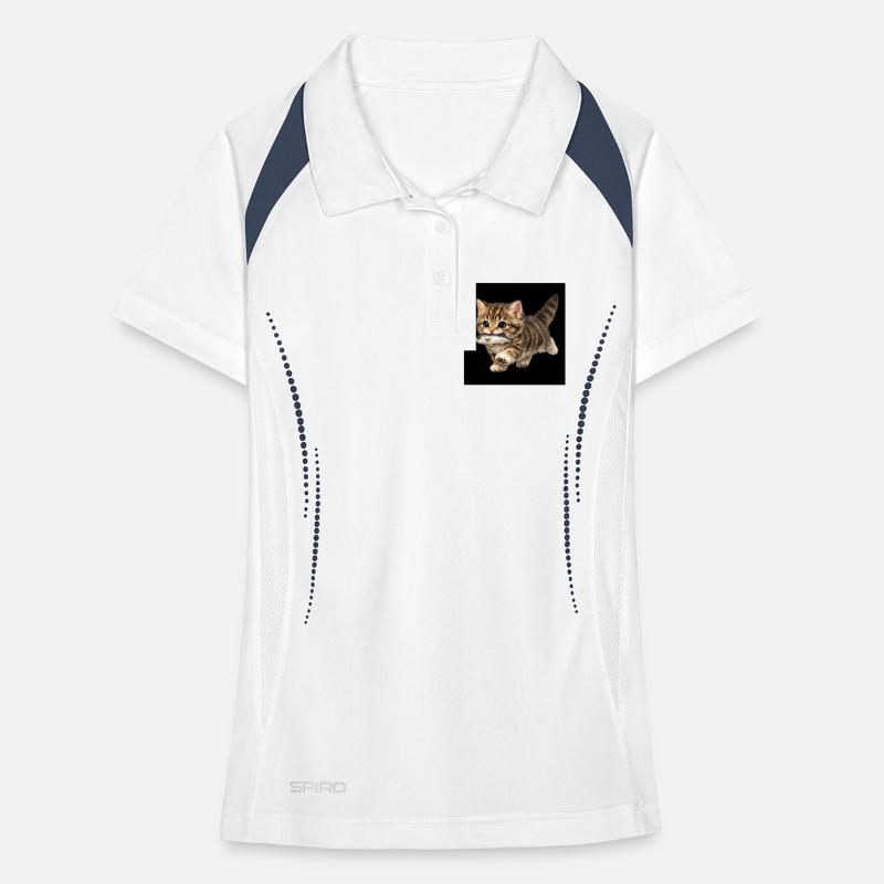 kitten has caught a fish Women's Polo breathable