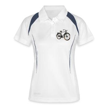 Image rétro de la soirée à vélo - Polo respirant Femme - blanc/marine - Devant