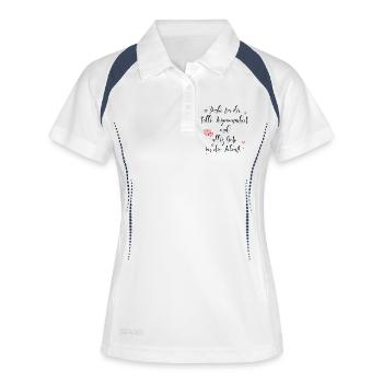 Abschied Kollegen - Danke Zusammenarbeit - Frauen Polo atmungsaktiv - Weiß/Navy - Vorne