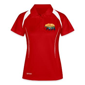 Bear silhouette mountain landscape - Women's Polo breathable - white/navy - Front