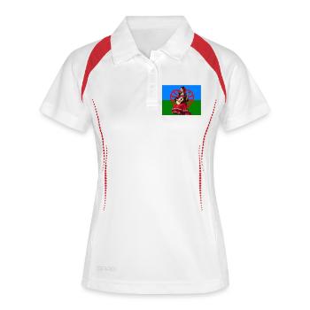 Red Flamenco Guitar on Tricolor Background - Women's Polo breathable - white/navy - Front