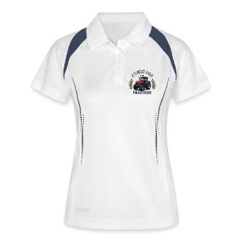 J'peux pas tracteur cartoon - Polo respirant Femme - blanc/marine - Devant