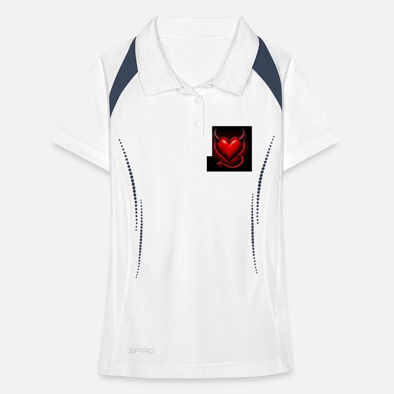 Cœur de Feu avec des Cornes et une Queue Polo respirant Femme