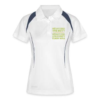 Heute nüchtern, morgen pünktlich zur Arbei? - Frauen Polo atmungsaktiv - Weiß/Navy - Vorne