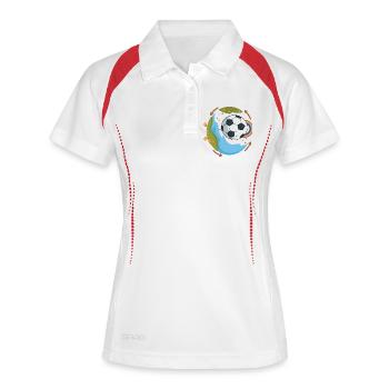  Fußball Event  - Frauen Polo atmungsaktiv - Weiß/Navy - Vorne