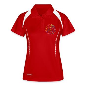 Danke für all die bunten Erinnerungen! - Frauen Polo atmungsaktiv - Weiß/Navy - Vorne