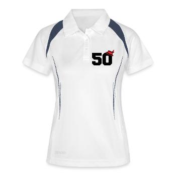 50 - Frauen Polo atmungsaktiv - Weiß/Navy - Vorne