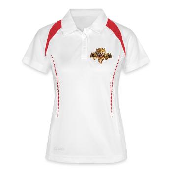 Gepard im Sprung - Frauen Polo atmungsaktiv - Weiß/Navy - Vorne