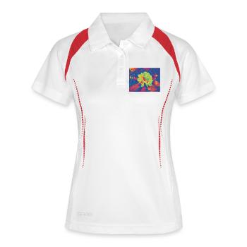 Neon Bloom Psychedelische Blume - Frauen Polo atmungsaktiv - Weiß/Navy - Vorne