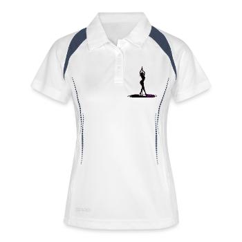 Pole Dance Silhouette Frau in High Heels Design - Frauen Polo atmungsaktiv - Weiß/Navy - Vorne